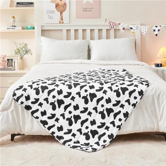 Weighted Blanket 5 Pounds Cooling Weighted Lap Blanket, Cow Print Heavy Blanket - Picture 11 of 14